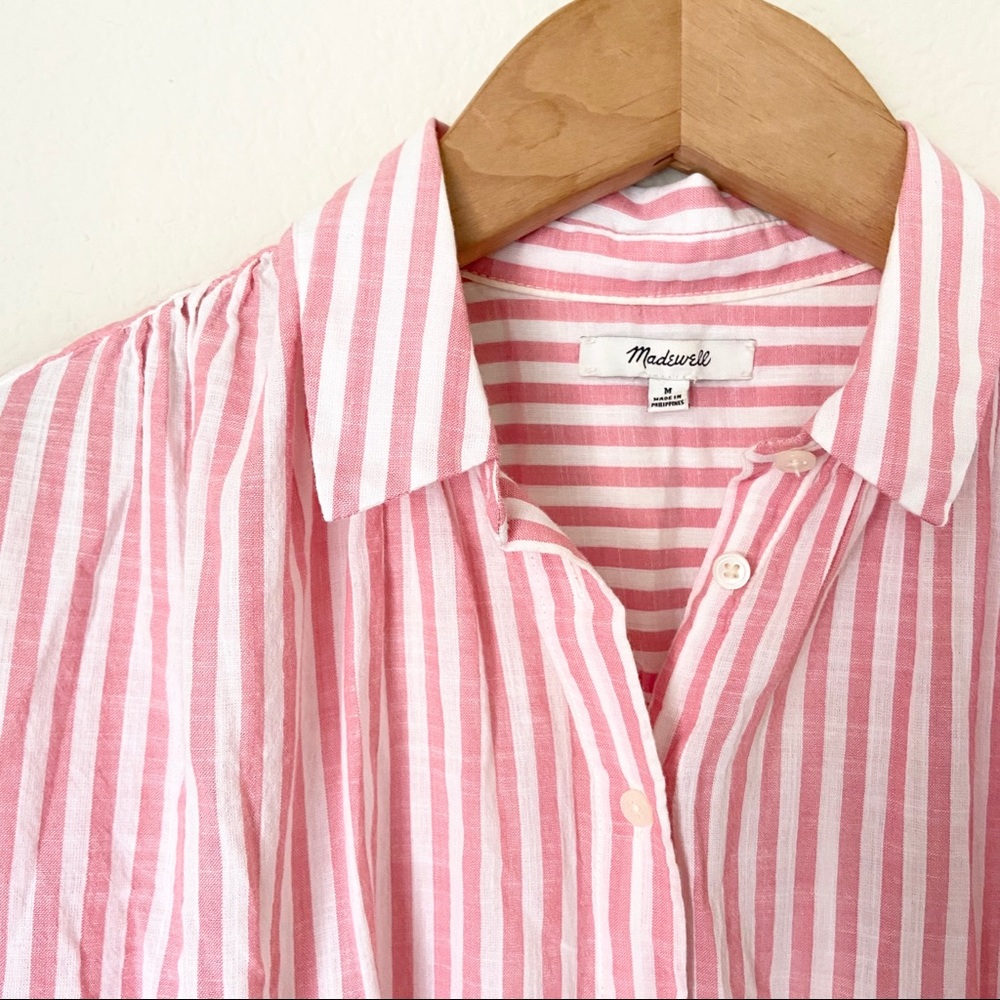 Madewell Central Tie- back Shirt in Rose Stripe - Picture 4 of 10